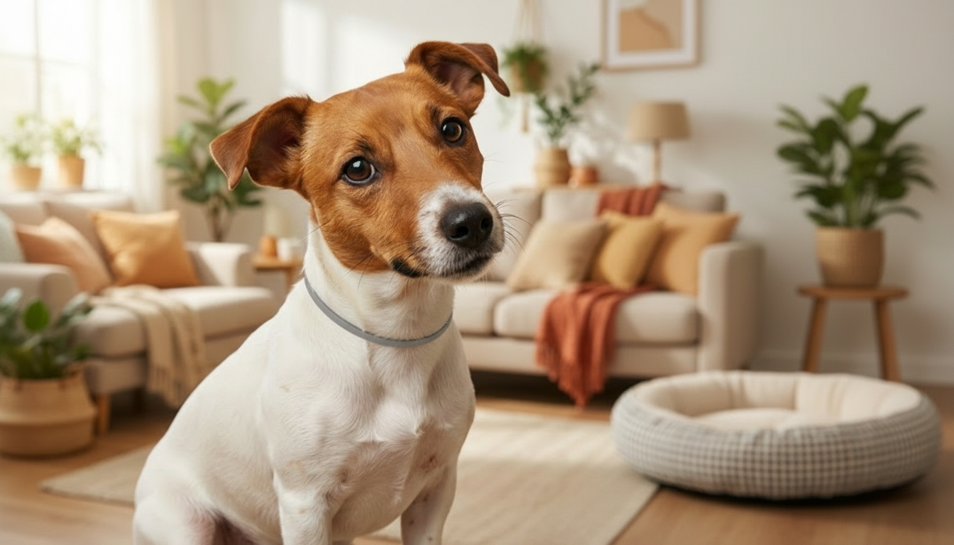 Shena Jack Russell Terrier con productos premium esenciales - GPS, arnés y juguetes indestructibles | Colección exclusiva Velora Market