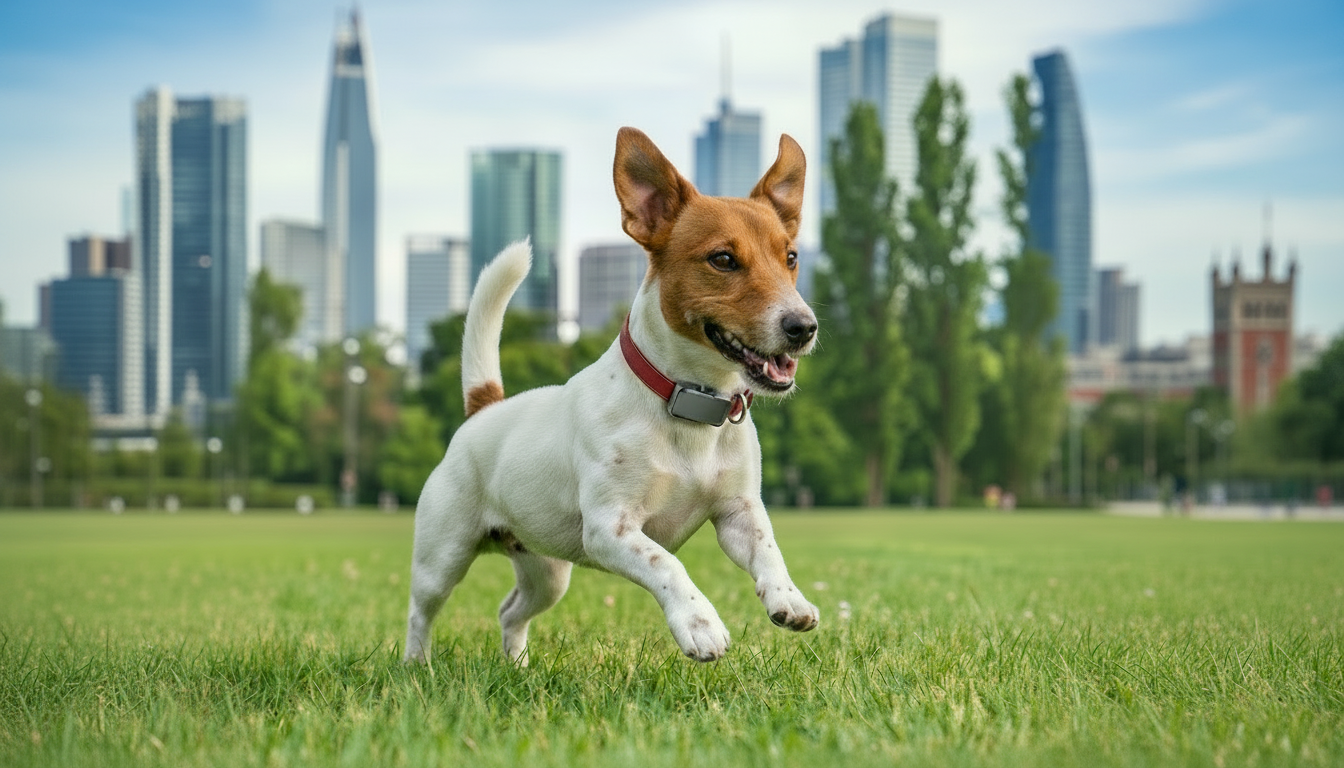 Jack Russell Terrier en aventura outdoor con arnés GPS premium - Accesorios profesionales para Jack Russell | Velora Market